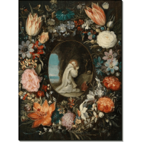 Святой Бернард Клервосский в обрамлении цветочной гирлянды. Брейгель, Ян (младший)