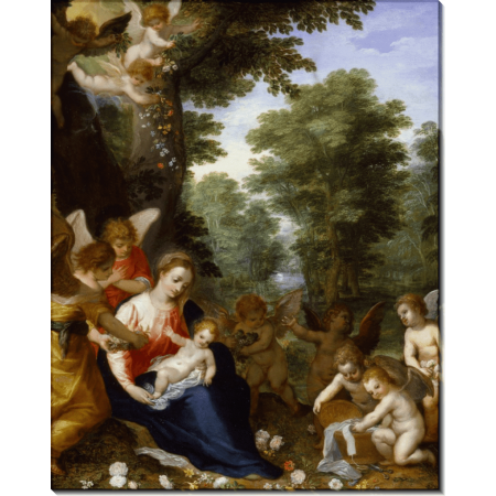 Мадонна с Младенцем и ангелами в пейзаже. Брейгель, Ян (Старший) 