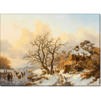 Зимний пейзаж с фигуристами у руин часовни Виллер-Ла-Виль. Круземан, Фредерик Маринус