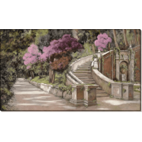 Розовые кусты и лестница в парке. Борелли, Гвидо (20 век)