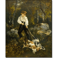 Мальчик с собаками в лесу. Диас де ла Пенья, Нарсис
