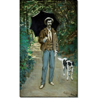 Мужчина с зонтиком (Портрет Жакмона с его собакой). Моне, Клод