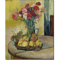 Натюрморт с корзиной яблок, виноградом и вазой с цветами. Валадон, Сюзанна