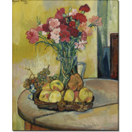 Натюрморт с корзиной яблок, виноградом и вазой с цветами. Валадон, Сюзанна