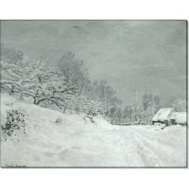 Пейзаж в окрестностях Онфлёра, снег. Моне, Клод